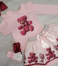 Load image into Gallery viewer, Pink Teddy top &amp; skirt set