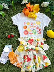 Mixed fruit print top & short set🍉