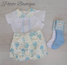 Load image into Gallery viewer, Spanish boys hot air balloon print shirt &amp; short set