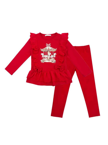 PRE ORDER Red carousel top & legging set