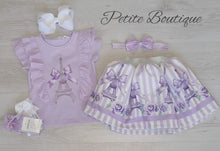 Load image into Gallery viewer, Lilac Paris top, skirt &amp; headband set