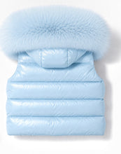 Load image into Gallery viewer, PRE ORDER padded gilet with detachable faux fur hood ❄️