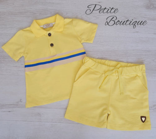 Boys yellow polo top & short set