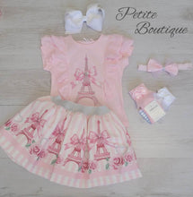 Load image into Gallery viewer, Pink Paris top, skirt &amp; headband set