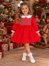 Load image into Gallery viewer, Red smock dress, pants &amp; headband set