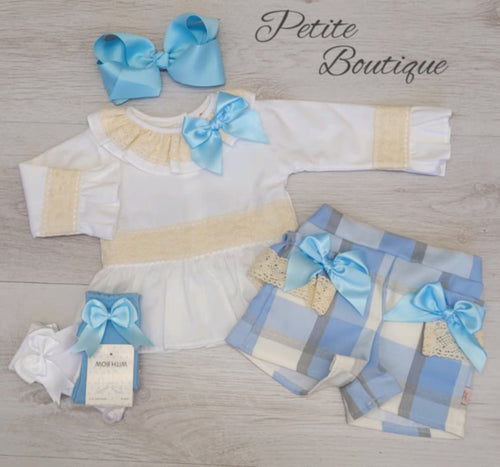 Spanish shirt & blue check short set