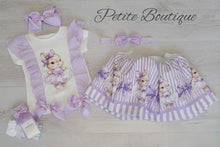Load image into Gallery viewer, Lilac bunny top, skirt &amp; headband set