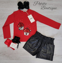 Load image into Gallery viewer, EMC red cupcake top &amp; PU short set