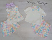 Load image into Gallery viewer, Boys multi colour gingham polo shirt &amp; short set