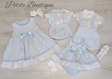 Load image into Gallery viewer, Spanish white/blue dress &amp; pants set