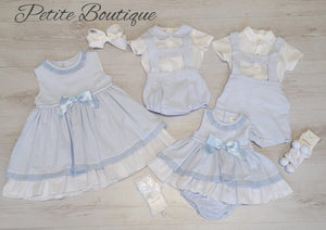 Spanish white/blue dress & pants set