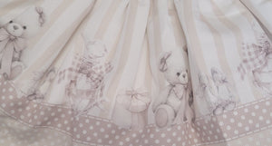 Beige double bow bear top & skirt set