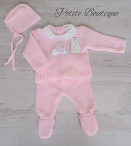 Spanish pink/white 3pc knit set