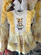 Load image into Gallery viewer, Lemon double bow bunny dress