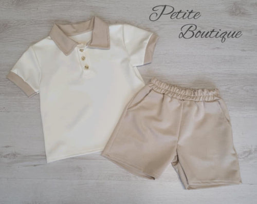 Boys polo top & beige short set