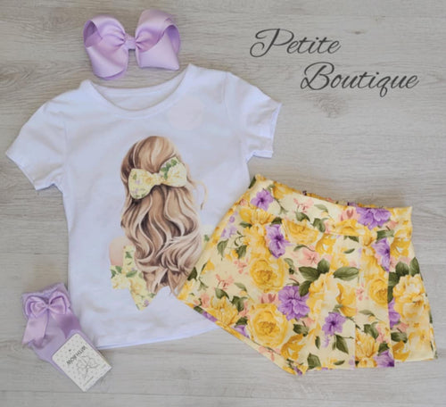 Lemon/lilac skort & top set