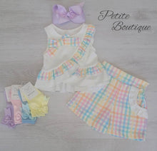 Load image into Gallery viewer, Girls multi colour gingham top &amp; short set