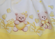 Load image into Gallery viewer, White/yellow teddy bear topskirt &amp; headband set