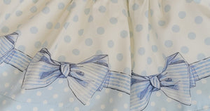 Blue/cream bow top & skirt set