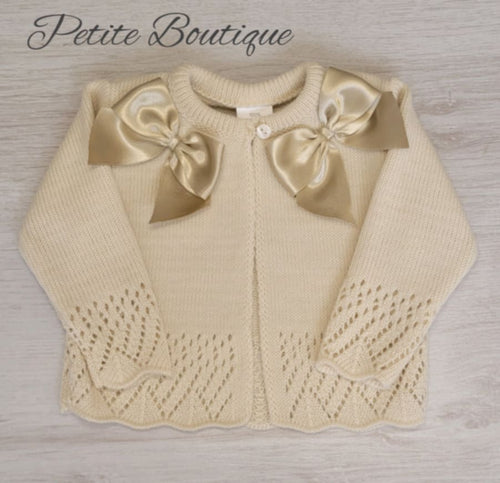 Spanish beige double bow cardigan