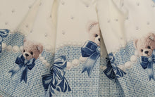 Load image into Gallery viewer, White/blue teddy bear top &amp; skirt set