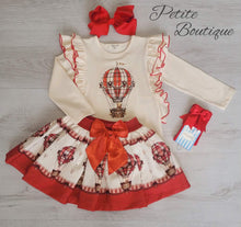 Load image into Gallery viewer, Red hot air balloon top &amp; skirt set