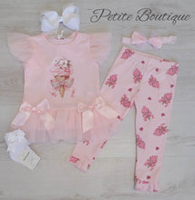 Load image into Gallery viewer, Pink ice cream top, leggng &amp; headband set