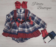 Load image into Gallery viewer, Spanish navy/burgundy dress &amp; matching pants