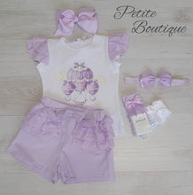 Load image into Gallery viewer, Lilac hot air balloon top, short &amp; headband set