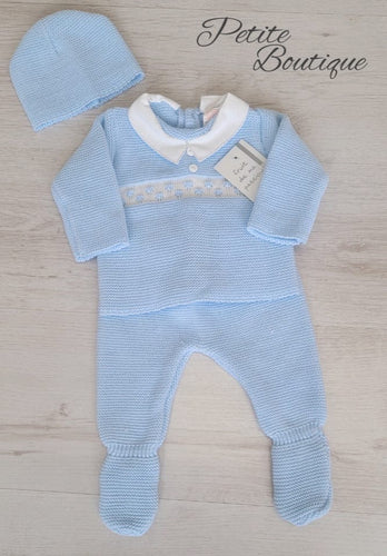 Spanish blue/white 3pc knit set