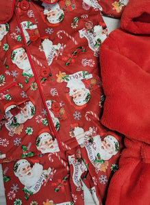 Santa print Christmas pyjamas & red dressing gown set