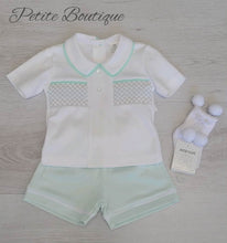 Load image into Gallery viewer, Spanish mint green smock top &amp; short set