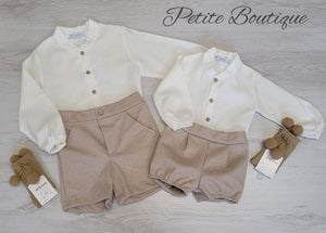 Spanish Calarmaro older boys shirt & beige short set