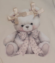 Load image into Gallery viewer, Beige double bow bear top &amp; skirt set