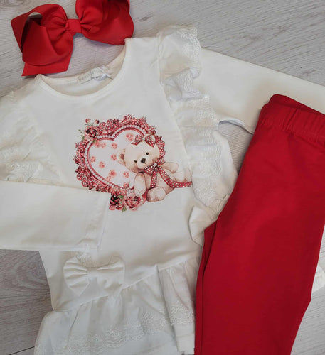 Teddy top & red legging set