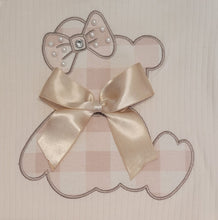 Load image into Gallery viewer, Beige ribbon teddy bear top &amp; check skirt set