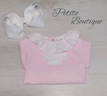 Load image into Gallery viewer, Spanish white/pink cotton babygrow