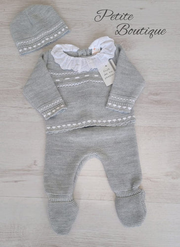 Spanish grey/white 3pc knit set