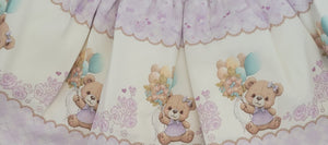 Lilac/cream teddy bear top & skirt set💜