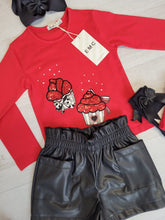 Load image into Gallery viewer, EMC red cupcake top &amp; PU short set