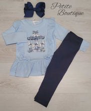 Load image into Gallery viewer, carousel top &amp; navy legging set