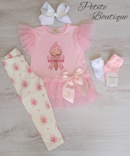Pink ice cream top & legging set