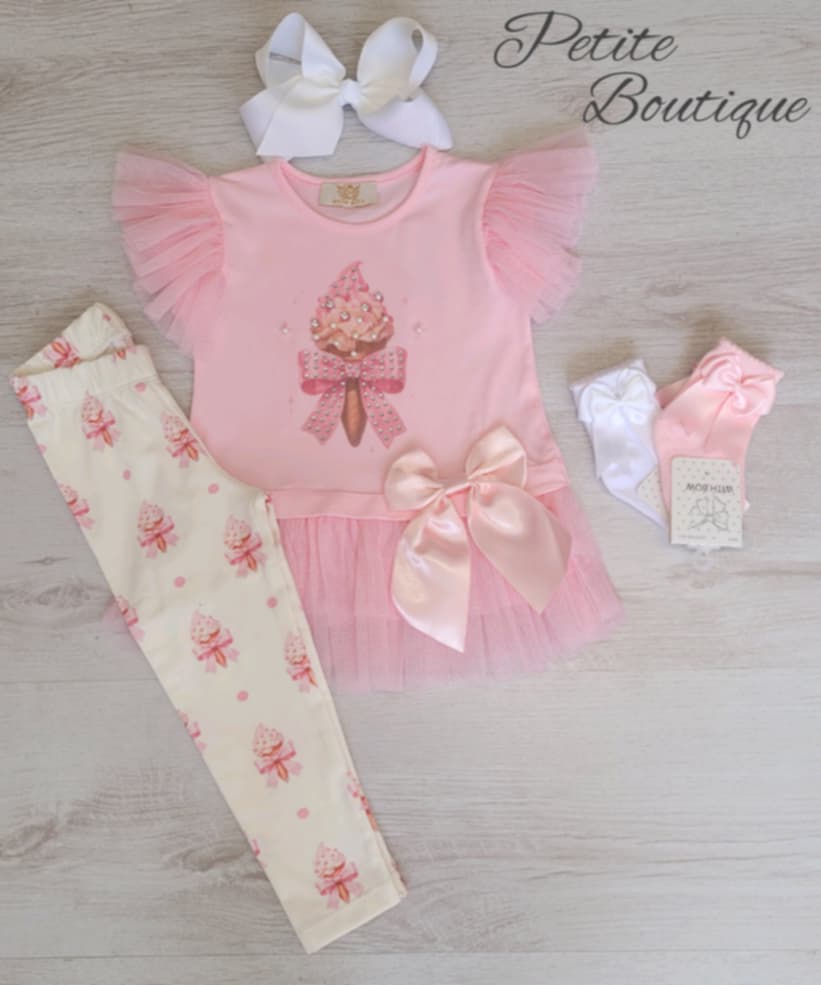 Pink ice cream top & legging set