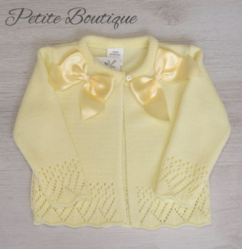 Spanish lemon double bow cardigan