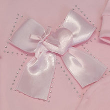 Load image into Gallery viewer, Pink heart ribbon all in one &amp; hat set