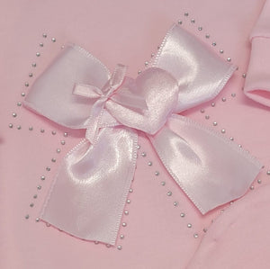 Pink heart ribbon all in one & hat set