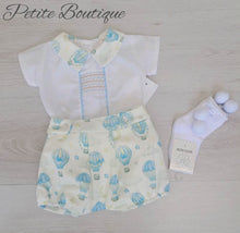 Load image into Gallery viewer, Spanish boys hot air balloon print shirt &amp; short set