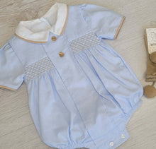 Load image into Gallery viewer, Spanish blue/beige smock romper