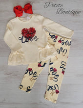 Load image into Gallery viewer, Cream love top &amp; legging set