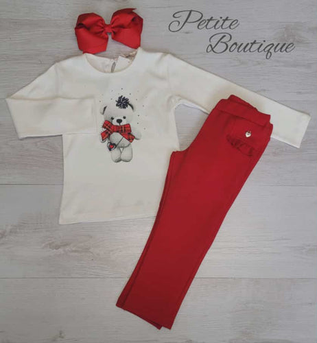 EMC teddy top & red legging set